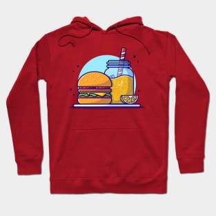 Burger And Orange Juice Cartoon Vector Icon Illustration Hoodie